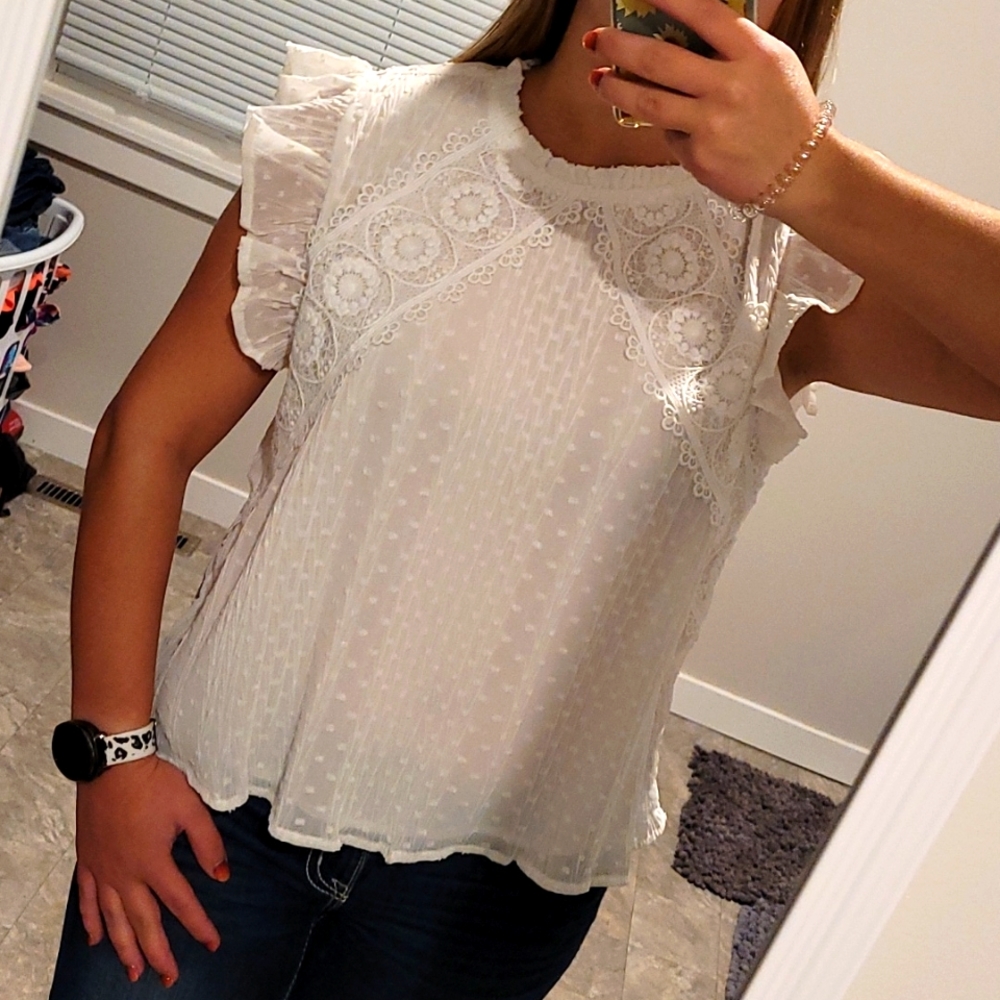 Strut and Bolt Lace Trim Swiss Dot top‎ - Picture 6 of 6